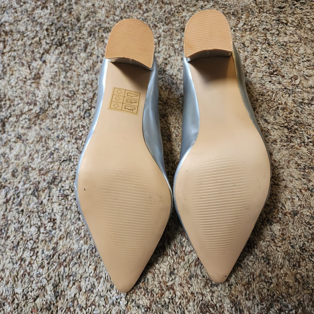 Daisy Street Silver Metallic Star Block Heel Pointed Toe Pumps NWOT US7 UK5 - Picture 7 of 7